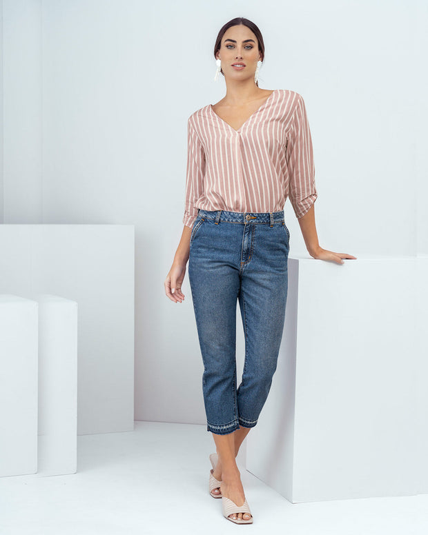 Blusa manga 3/4 con charretera no funcional