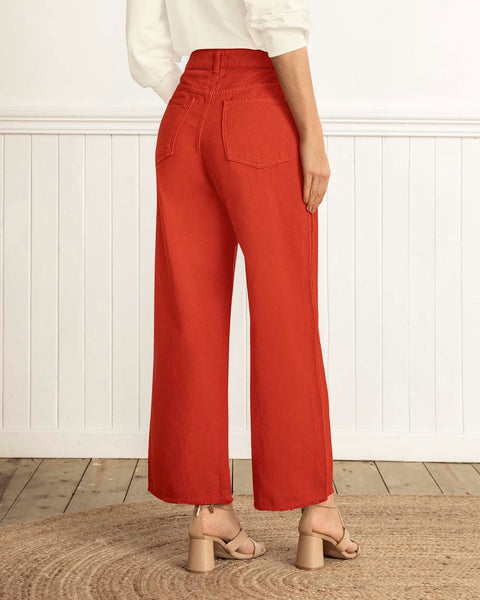 Pantalón tiro alto bota amplia#color_370-rojo