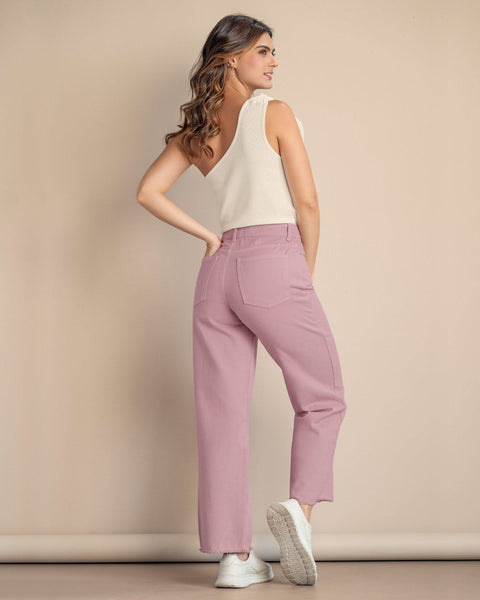 Pantalón tiro alto bota amplia#color_422-lila