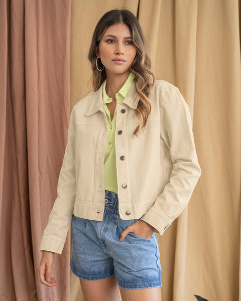 Chaqueta manga larga tipo crop#color_018-vainilla