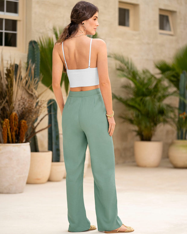 Pantalón largo tiro alto con bolsillos funcionales#color_636-verde-medio