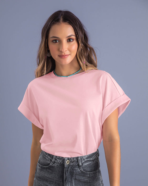 Camiseta con cuello redondo#color_304-rosado