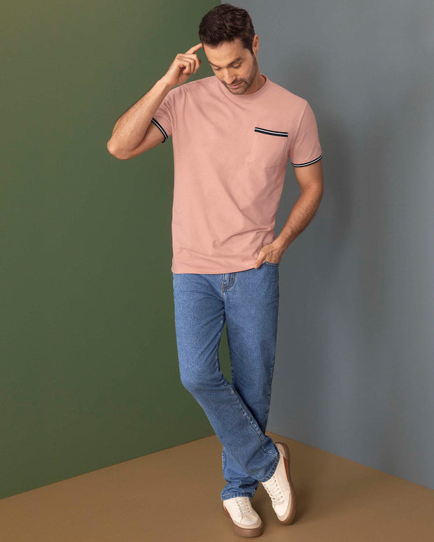 Camiseta manga corta con puños tejidos#color_180-palo-de-rosa-medio
