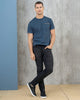 Camiseta manga corta con puños tejidos#color_408-azul-grisoso