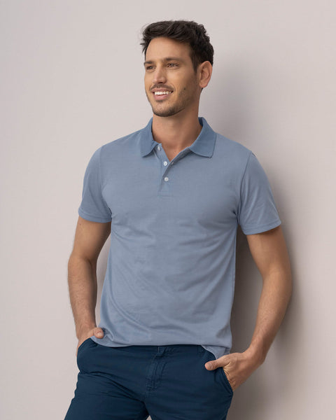 Camiseta tipo polo con perilla funcional con puños y cuello tejido#color_196-azul-claro