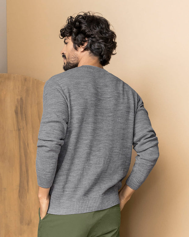 Buzo tejido con cuello redondo#color_754-gris