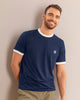 Camiseta manga corta con cuello y puños en contraste#color_457-azul