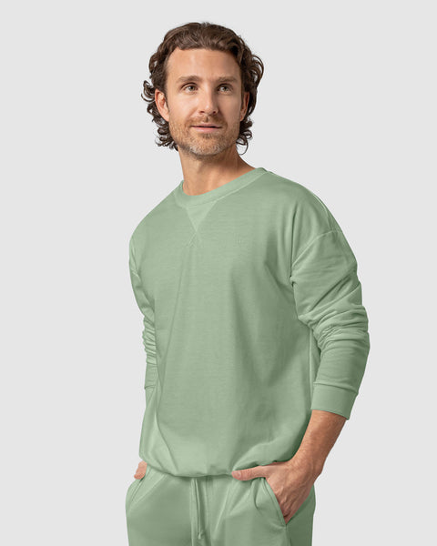 Buzo oversized con cuello redondo#color_600-verde-medio