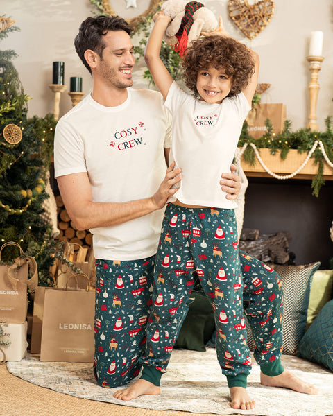Camiseta manga corta de pijama navidad para hombre#color_165-marfil-estampado