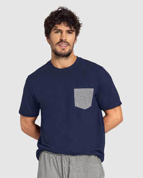Camiseta manga corta con bolsillo funcional frontal#color_024-azul-oscuro