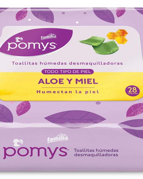 Toallitas húmedas desmaquilladoras pomys de aloe y miel x 28 unidades#color_aloe-y-miel